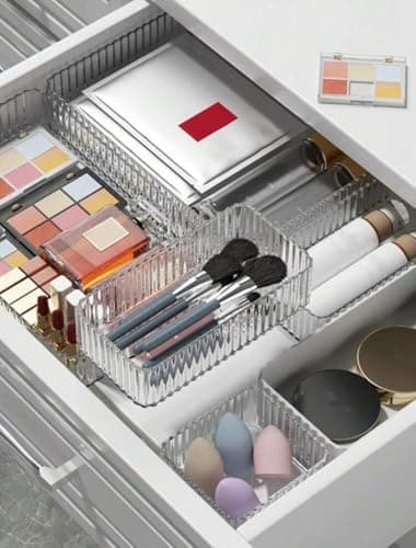8-Piece Clear Acrylic Drawer Organizer Set for Kitchen Makeup & Vanity Caddy