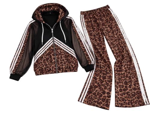 Women's 3 Piece Tiger Print Athletic Outerwear Suit for Daily Wear IN Coordinated outfit