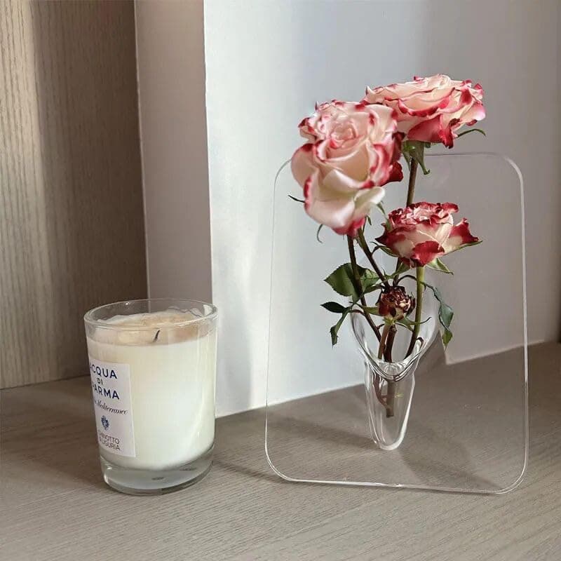 Clear Acrylic Flower Vase with Elegant Stand Modern Home Office Decor