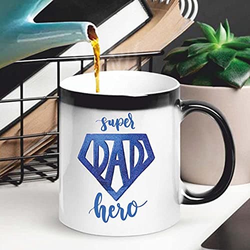 Funky Store Ceramic, Magic Coffee Mug of 11oz As Fathers-Day Gifts, Super Dad Hero Printed (Multicolour) Drinking cup