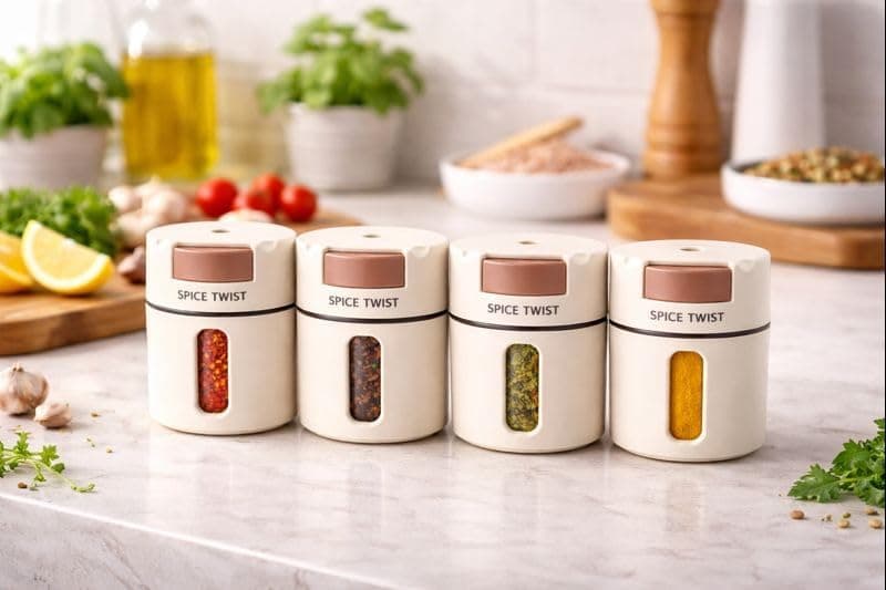 Magnetic Wall Spice Rack Organizer with Clear Jars Kitchen Space Saver Storage rack