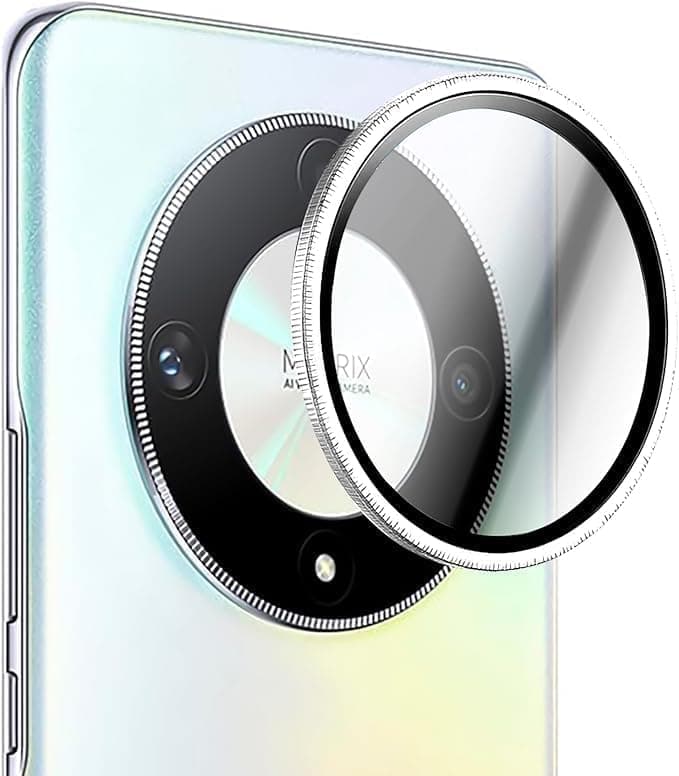 Camera Lens Protector for Honor X9C/ X9B Accessories, 9H Tempered Glass Metal Ring Camera Cover Screen Protector, Case Friendly, Anti Scratch, Silver