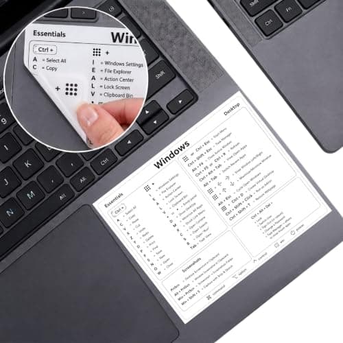 ستيكر اختصارات الكيبورد للويندوز – ملصق أبيض مرجعي سريع للابتوب والكمبيوتر، جميع اختصارات الويندوز الأساسية في مكان واحد ، مقاوم للماء وسهل اللصق والإزالة Sticker decal