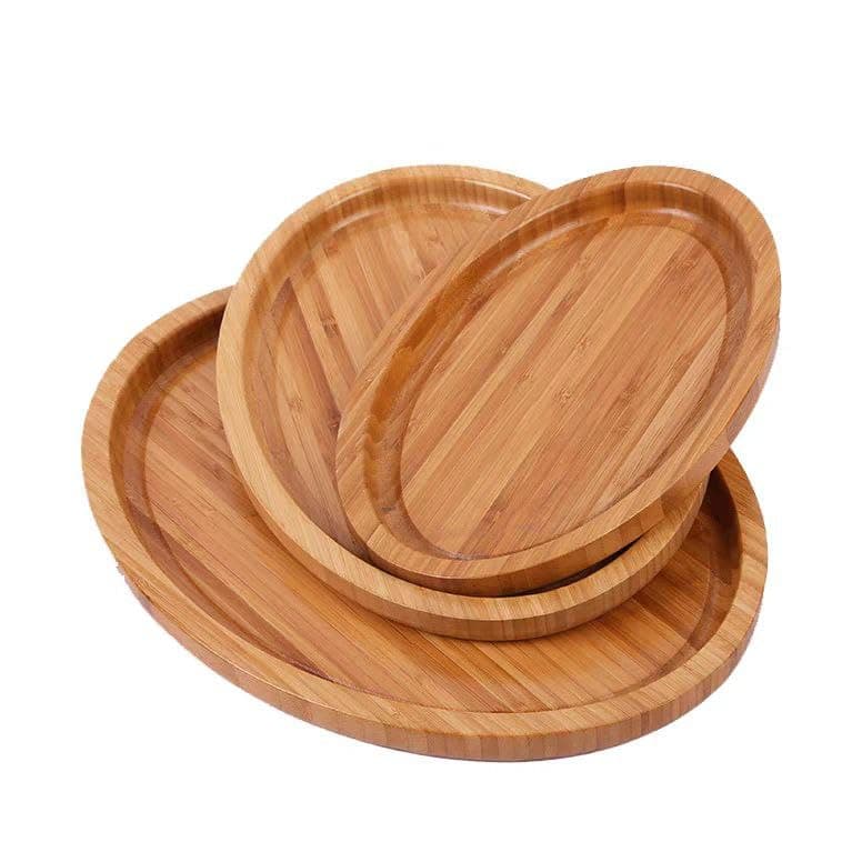 Generic Bamboo Wood Serving Tray Set, Waterproof, 3 Piece Set, Oval Shape, 22cm, 27cm, 32cm .mk