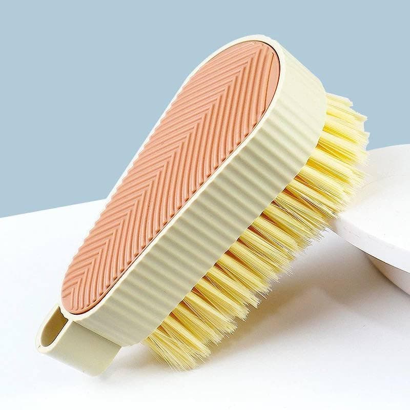 Multi-Purpose Cleaning Brush with Dense Bristles and Ergonomic Handle for Scrubbing Floors Bathroom Kitchen Carpets and Shoes Hanging Loop Included