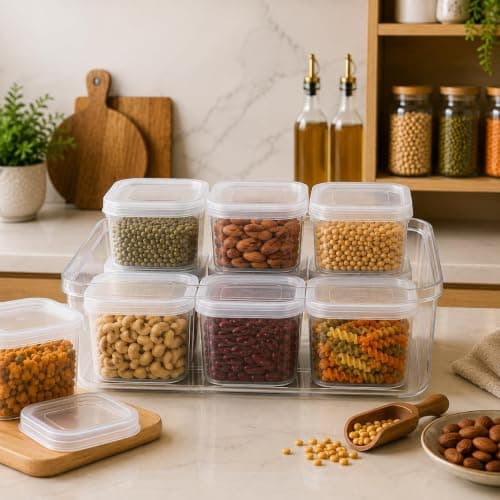 7-in-1 Clear Fridge Storage Container 3200ml with 6 Mini 380ml Boxes