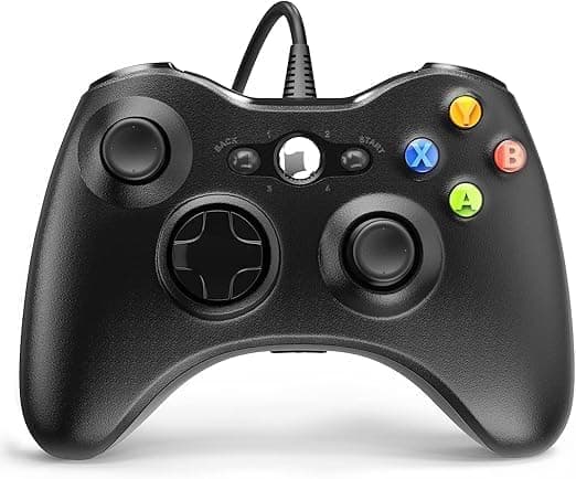 Wired controller & Joysticks compatible with Xbox 360,Gaming controller with Dual-Vibration Turbo For Windows, color (Black) Video game controller