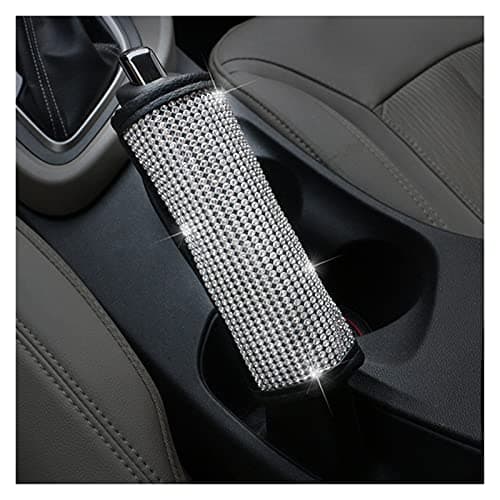 Crystal Car Rat Cover Steering Wheel Cover - PU Leather, Crystal, Non-Slip, Breathable, 38CM, Handbrake Cover Color