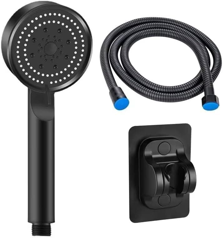 Square Shower Head with Flexible Hose – Stylish Modern Design in Black and Silver – Powerful and Saving Water Distribution – Rust Resistant (Modern, Black)