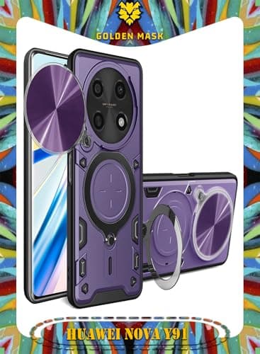 GOLDEN MASK For Huawei nova Y91 Armored Camera Shield Cover Camera Lend Protection, Built-in 360° (Purple) Portable electronic device cover