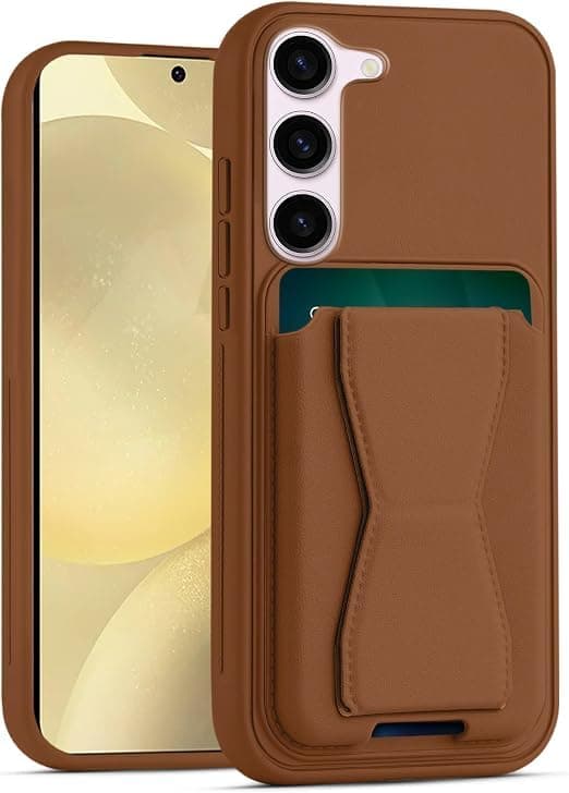 Leather Wallet Case (Compatible with Tecno Spark 40 Pro) With TPU Frame, Shockproof Protective Phone Case with Card Holder Stand (Brown) Cellular phone case