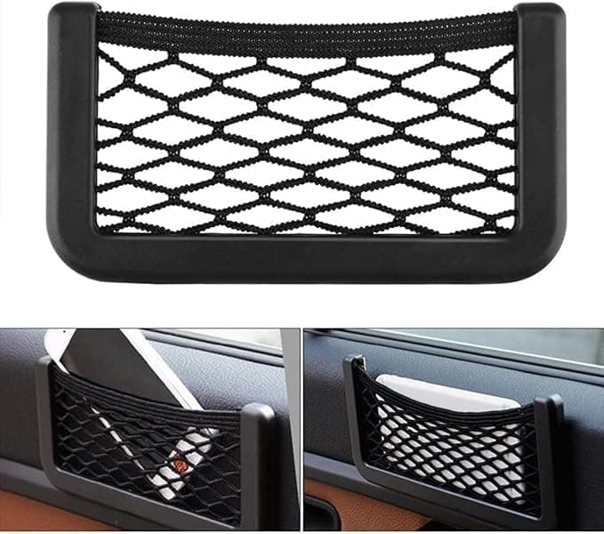 SACAR Car Storage Organizer Net Car Organizer Pocket Side Seat Hook and Loop Back for Wallet Phone Holder (19 * 8cm - 1 Piece) Cargo net