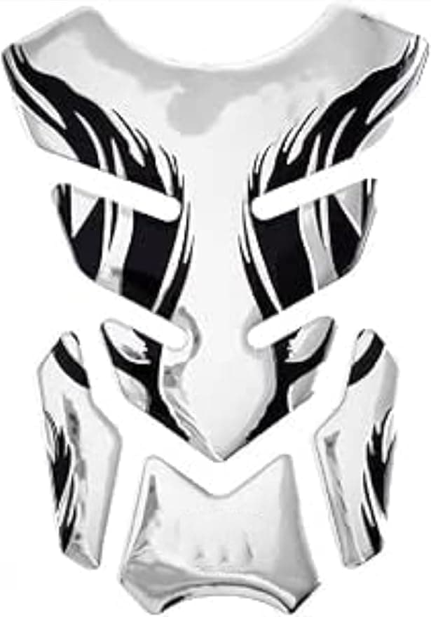 Motorcycle Car Fuel Tank Protector Sticker 3D Racing Style Scratch Resistant 4 Pieces - Silver*Black