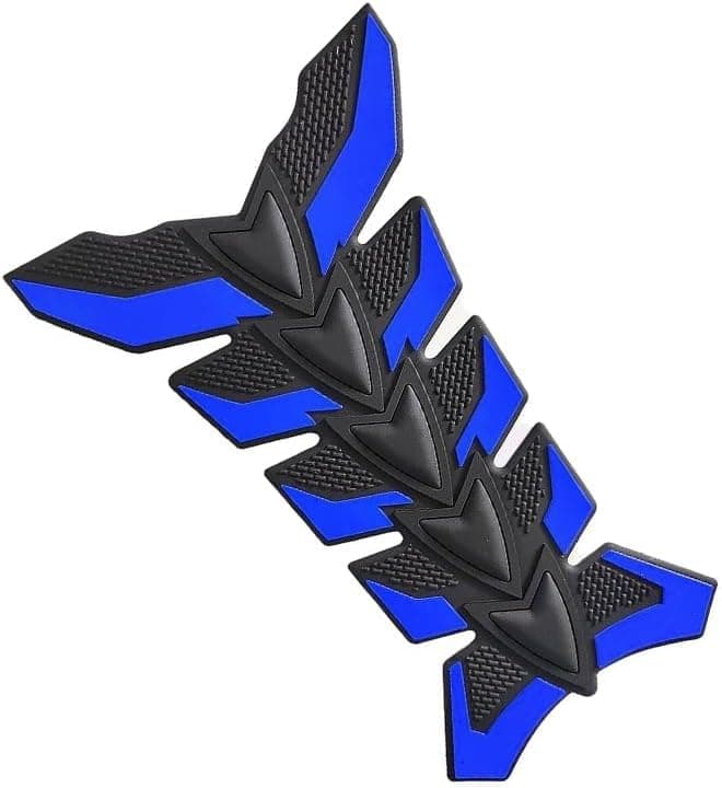 KaberTrade Motorcycle Bike Tank Protection Pad Weather Resistant Fuel Tank Paint Protection Sticker Strong Adhesive Sport Ribbed Design (1 Piece, Blue*Black, Code:8444) Sticker decal
