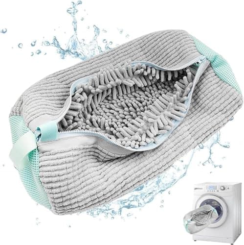 Microfiber Jumbo Shoe Cleaning Laundry Bag for Washing Machines with Internal Brush Heavy Duty Protector Case for Sneakers and Athletic Footwear Storage bag