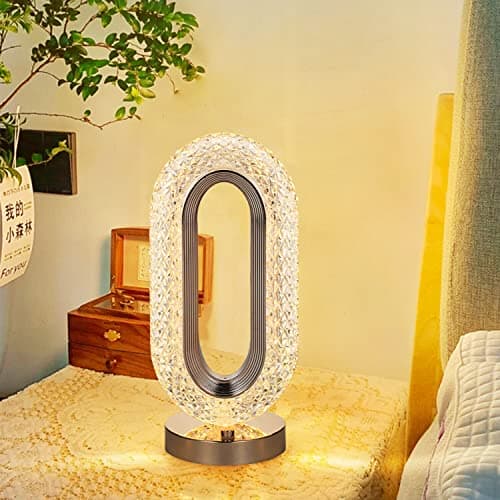 YU WELL Crystal Table Lamp Rose Diamond Touch Lamp with USB 3 Color Crystal LED Light 3 light intensities tactile switch