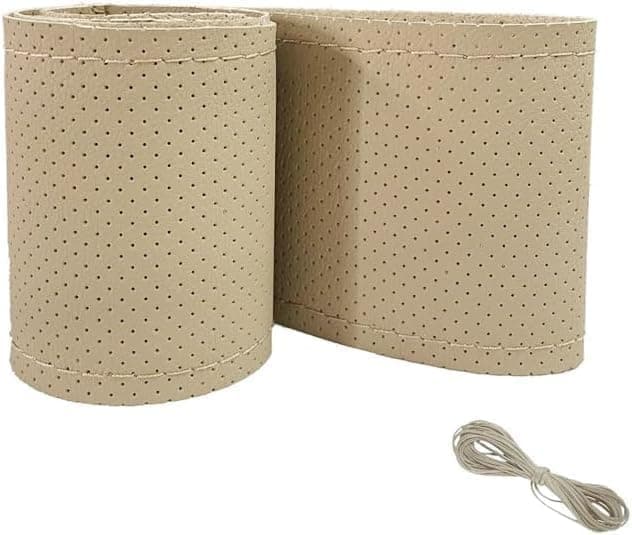 Steering Wheel Cover, Microfiber Leather Universal Car Steering Wheel Cover, Universal DIY Sewing Design, Car Interior Accessory-(Beige)