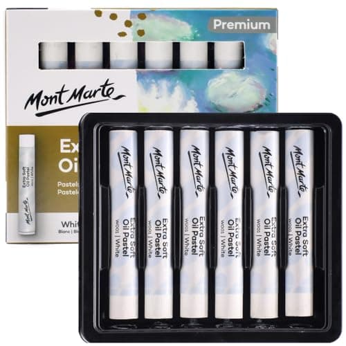 Mont Marte Extra Soft Oil Pastels White Premium 6pc, Assorted Natural Oil Pastel Colors, Vibrant, Buttery, Versatile Art Pastels for Blending, layering & Shading, Coloring and Sketching Writing instrument
