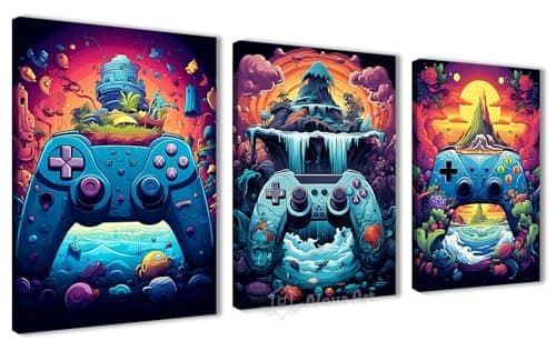 NOVA ART Video Game Canvas Wall Art Modern Game Controller Wall Decor for Gaming Room, Bedroom, Office Etc Modern Home Decor 30x40cm x 3pcs #NA4