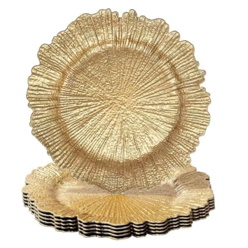 Generic Gold Plastic Serving Tray 33 cm, Round Shape .bs