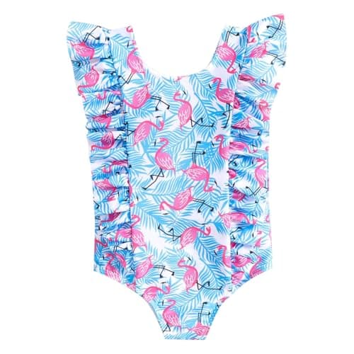 Mix&Max Girls Waterproof Sleeveless Swimsuit Printed Leaves One Piece Swimsuit (pack of 1)