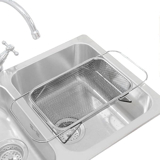 Jumbo Stainless Steel Rectangular Sink Strainer Kitchen Drain Basket
