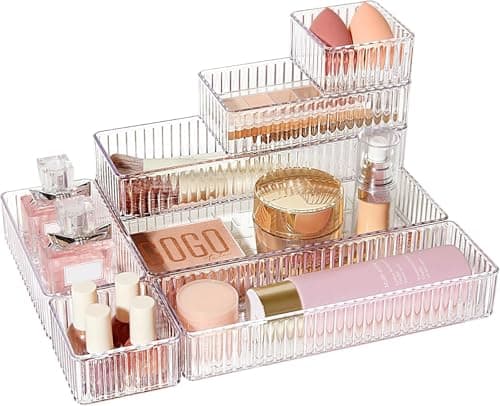 8 Piece Clear Acrylic Drawer Organizer Set for Kitchen Makeup Accessories
