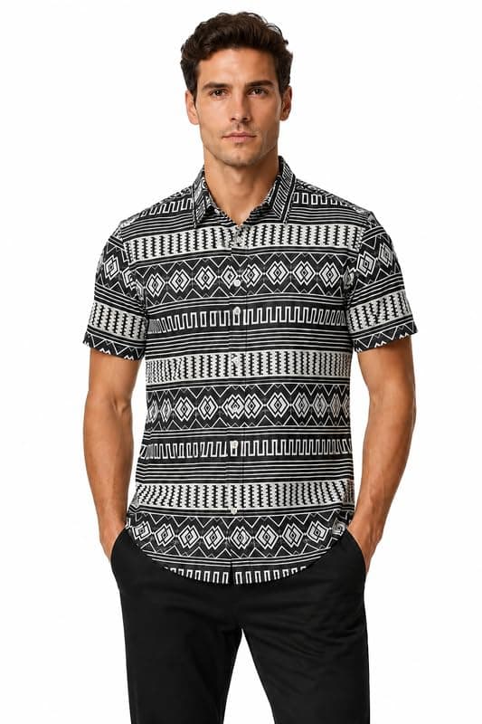 Palm Pattern Short Sleeves Shirt – Black | Shirt