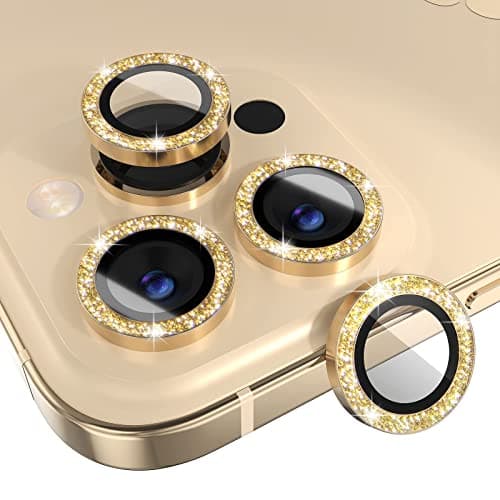 Diamond Camera Lens Protector for iPhone 13 Pro / 13 Pro Max, Gold Camera lenses