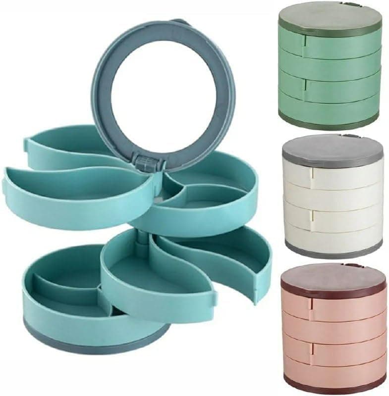 4-Layer Jewelry Organizer with Mirror Multi-Tier Space-Saving Storage Box