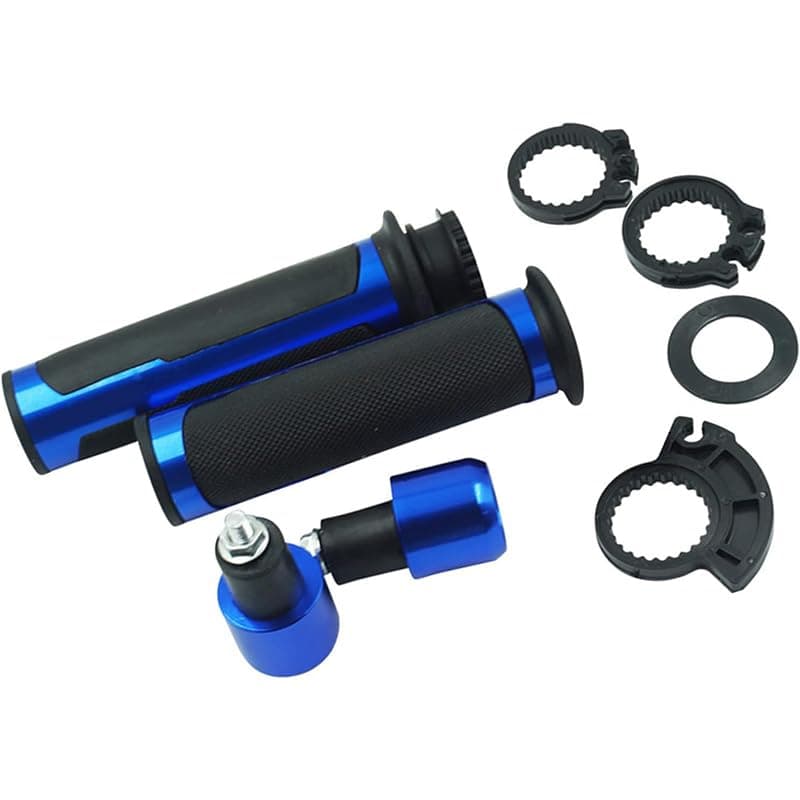 KaberTrade Motorcycle Grips, Universal Non-Slip Hand Grips, Comfortable Motorcycle Handlebars, Aluminum Rubber Grip Pair (Blue in Black, Code :10278)