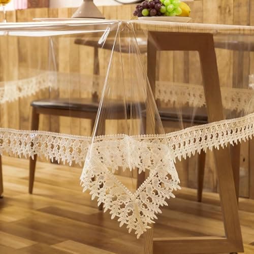 Clear PVC Table Cover 150 x 210 cm Transparent Easy Wipe Tablecloth for Daily Dining Home Use Flexible Size Fits Different Tables and Surfaces