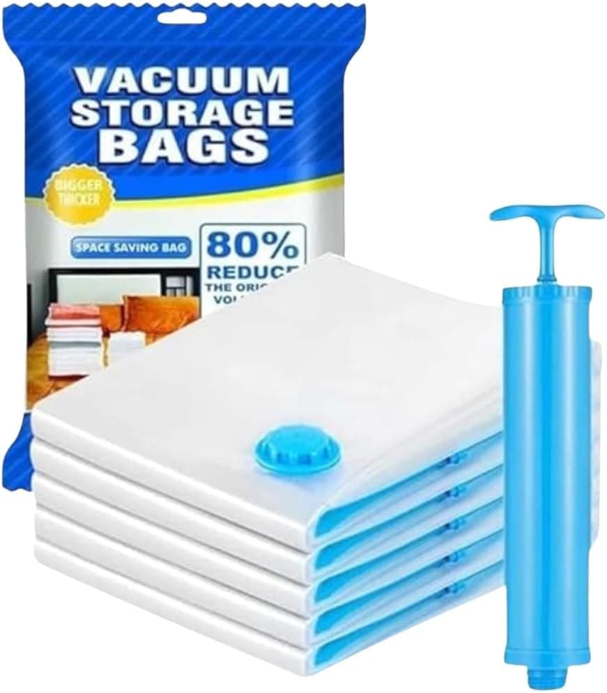 6-Piece Vacuum Storage Bags with Hand Pump for Blankets and Clothes