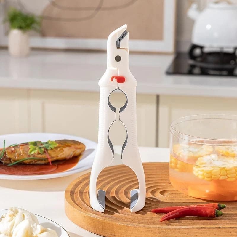 Multi-Size Jar Opener and Bottle Opener Tool with Hot Pot Plate Gripper Clamp Non-Slip Silicone Lining and Spring Loaded Handle Kitchen Accessory