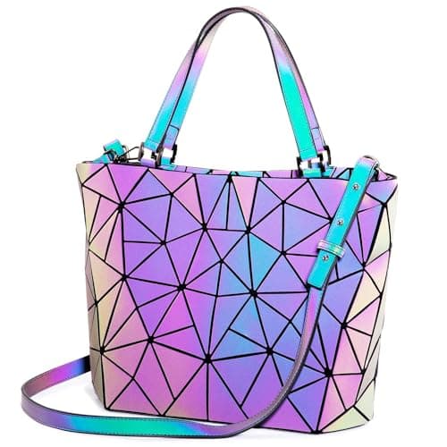 Lovevook Geometric Bags, Handbags Women, Mother's Day Gift Shoulder Bag, Backpack, Shoulder Bag, Purse, Holographic Luminous Bags Set, Mobile Phone Case