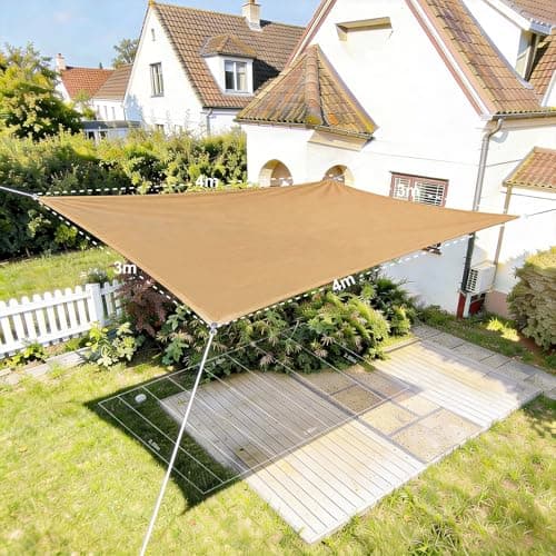 HAIKUS Rectangular Sail Awning 3 x 4 m, Breathable, Shade Sail Canvas 4 x 3 m, Outdoor Awning 400 x 300 cm, Garden, Terrace, Sand