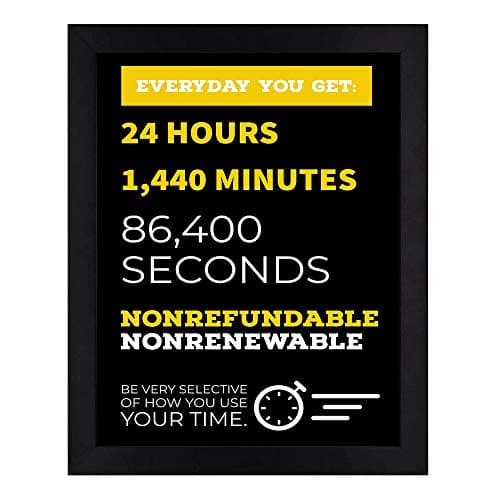 Interio Crafts Synthetic Wood Value of time Motivational Framed Poster (Frame 13.5X10 Inches, Poster Size:12X8 Inches, Black)