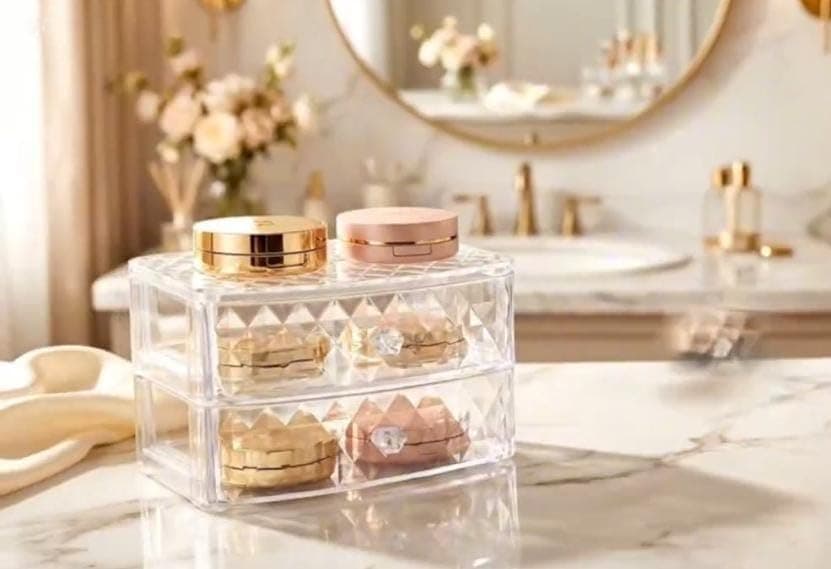 Generic Acrylic Makeup and Accessory Organizer, with 2 Drawers, Clear, .kit