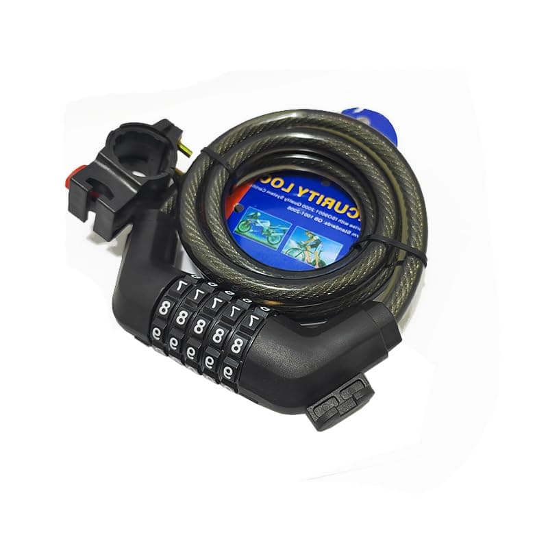 Bicycle Safety Lock, 5 Digits, Provides High Security for Bikes, Electric Bikes, Scooters, Also Suitable for Securing Other Equipment.(Black, Wire Length 100cm, Code:9821) by KaberTrade