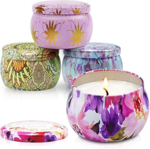 Circle M 4-Pack Aromatherapy Soy Wax Scented Candles: Gift Set for Women Relaxation