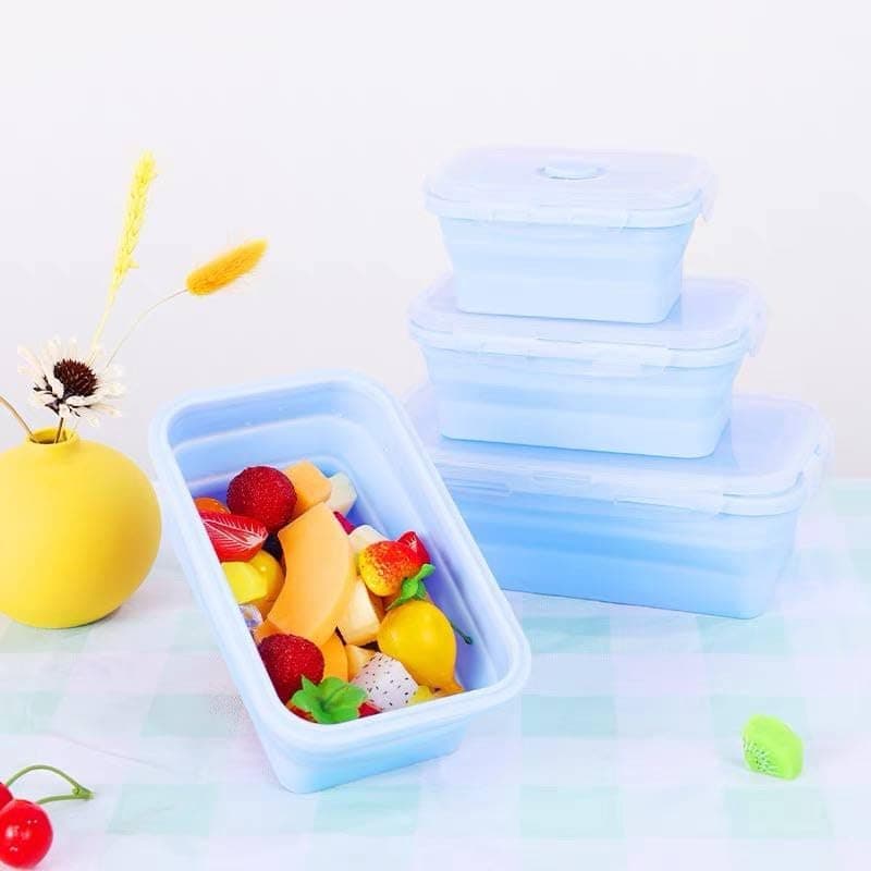 Generic 4-Piece Silicone Container Set with Lids, Capacities: 250ml, 500ml, 750ml, 1000ml, Heat-resistant, collapsible silicone, Secure, spill-proof locking clips, Multicolor, .sa Food storage container