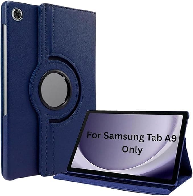 Case Compatible with Samsung Galaxy Tab A11 8.7 inch 2025 / Tab A9 8.7 inch SM-X110/X115, PU Leather 360° Rotating Stand Cover Case (Navy)