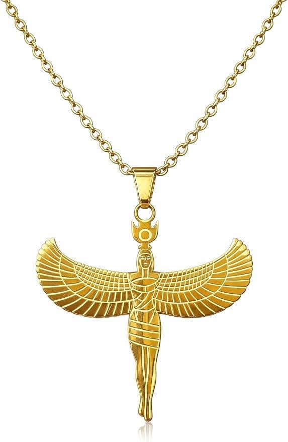 Pharaonic Design Stainless Steel Chain Ancient Egyptian Inspired Necklace Elegant Jewelry Accessory for Daily Wear Durable Stylish Gift for Men Women