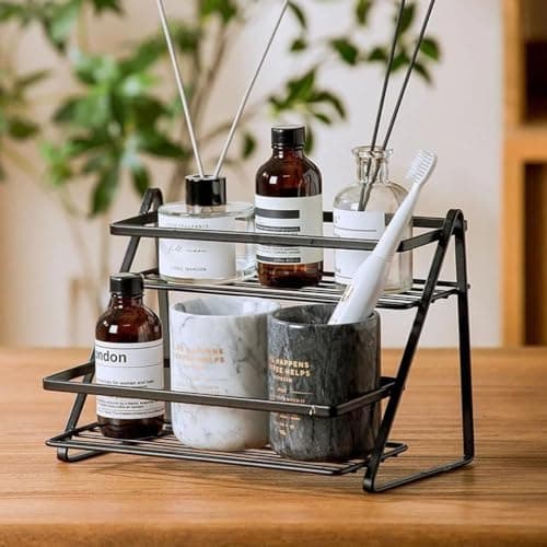 Generic 2-Tier Spice Rack, Multi-Purpose Kitchen and Bathroom Organiser, Black Metal Counter Storage Shelf, 37 cm, .M