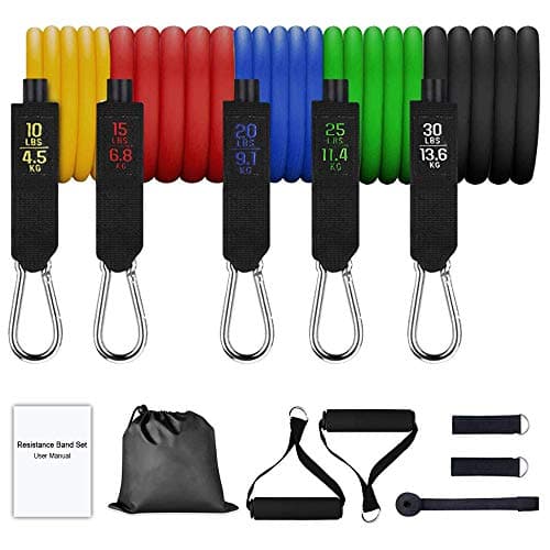 Victoper Resistance Bands - Exercise Bands Set, Fitness Stretch Bands Resistance Set Fit for Men/Women, with 5 Fitness Tubes, Door/Wall Anchor, Ankle Straps, Handles, Carry Bag and Workout Guides