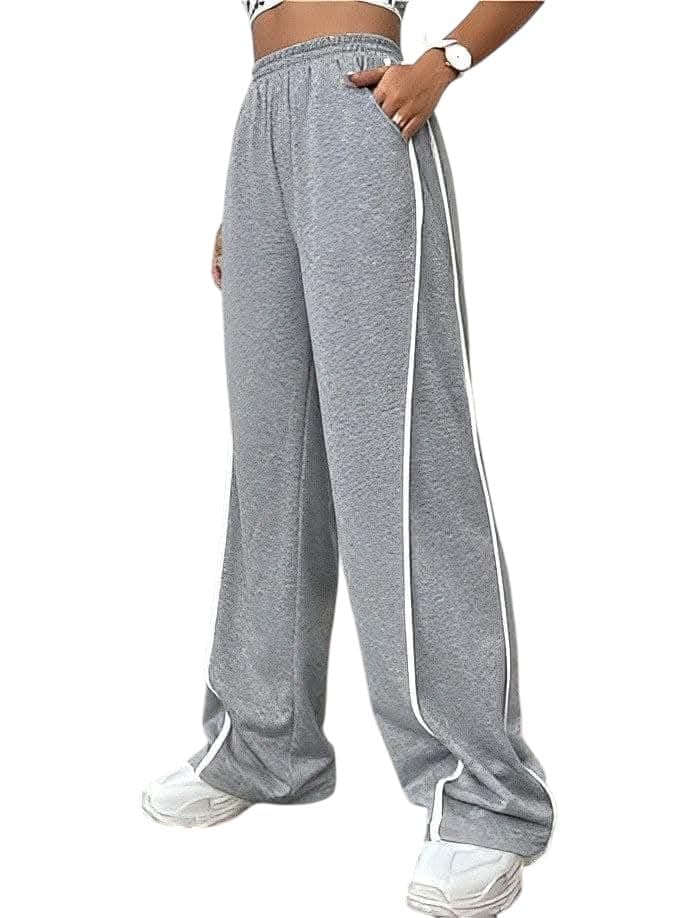 Miza Wide Leg Wide Sweatpants with Side Pockets - Summer Milton Cotton Material - Black and Grey Colors for Girls and Women Pants