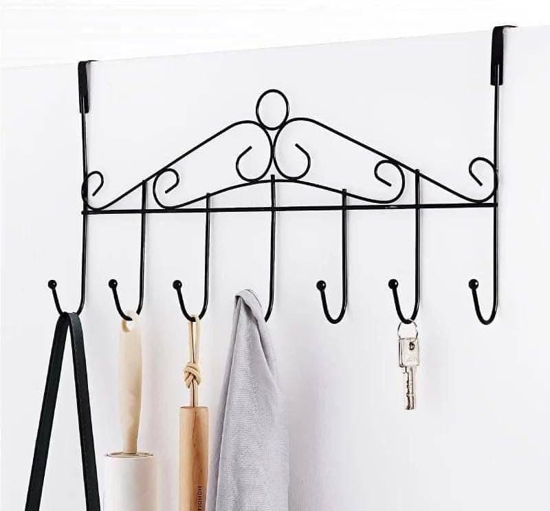 Metal Over Door Hanger Rack 5 Hooks for Clothes Bags and Accessories