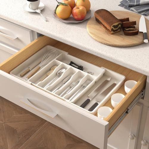 Expandable Kitchen Drawer Organizer for Cutlery & Utensils, Durable Plastic