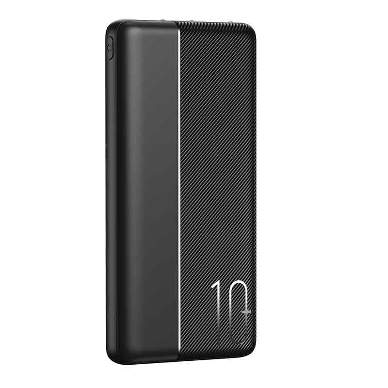 WiWU AT0918 10,000mAh PD QC Fast Power Bank - Black | Compact 10,000mAh portable charger with PD & QC fast-charging protocols delivers rapid multi-device power on the go.