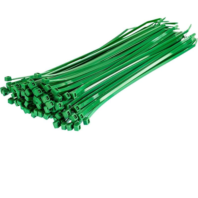 KaberTrade High Resistance Plastic Tie Belt for Indoor and Outdoor Use (100 Bands, Green, Length 25cm Code:10400) Cable tie